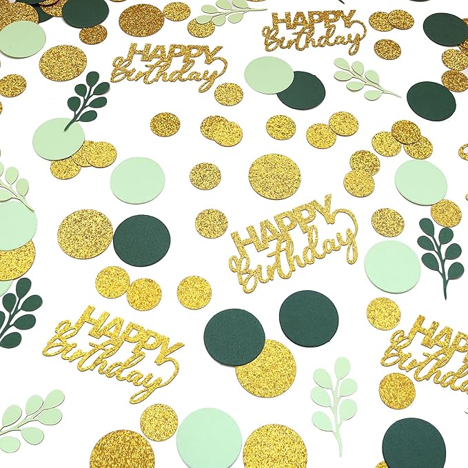 300PC Greenery Happy Birthday Confetti - Image 3