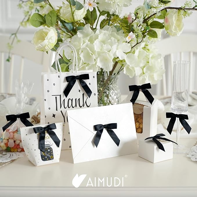 AIMUDI Black Bows 2.5" Satin Bows - Image 4
