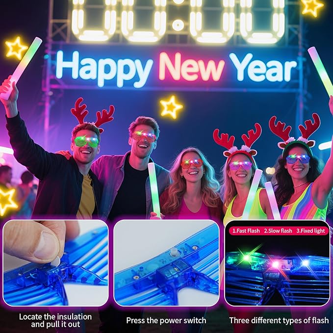 108 PCs LED Glasses, Light Up Glasses, Glow Glasses Glow In The Dark Party - Image 4