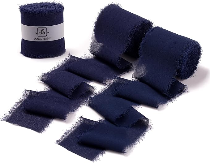 DORIS HOME Dark Navy Chiffon Ribbon by DorisHome
