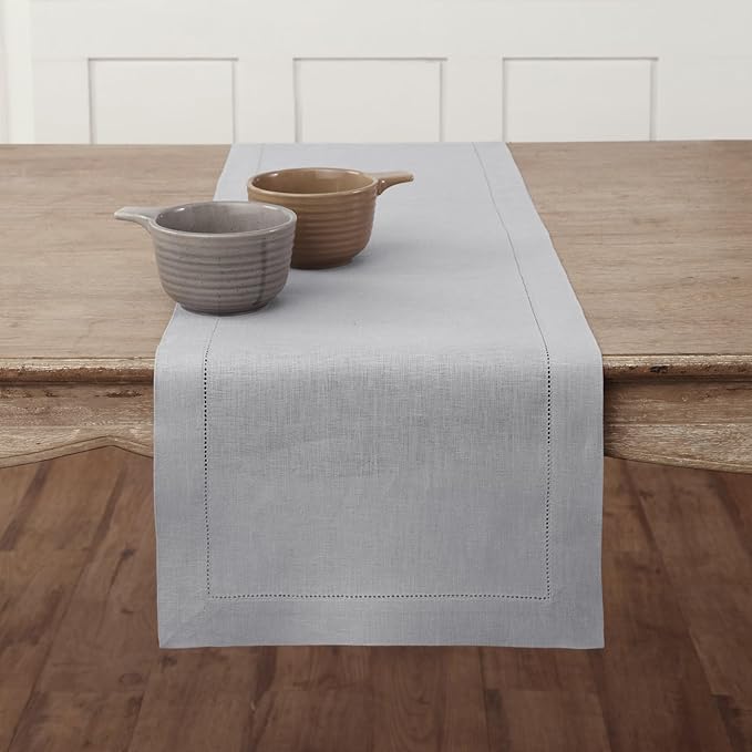 Solino Home Linen Soft Grey Table Runner 36 Inches by SolinoHome