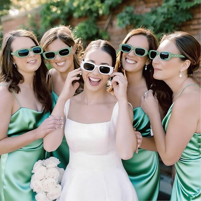 Bride's Babes Bachelorette Sunglasses, Bridesmaid Sunglasses, 10 Pack Rectangle - Image 3