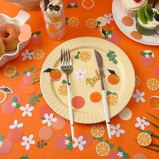 MARFOREVER 500 Pcs Little Cutie Baby Shower Confetti Citrus Decoration Orange - Image 4