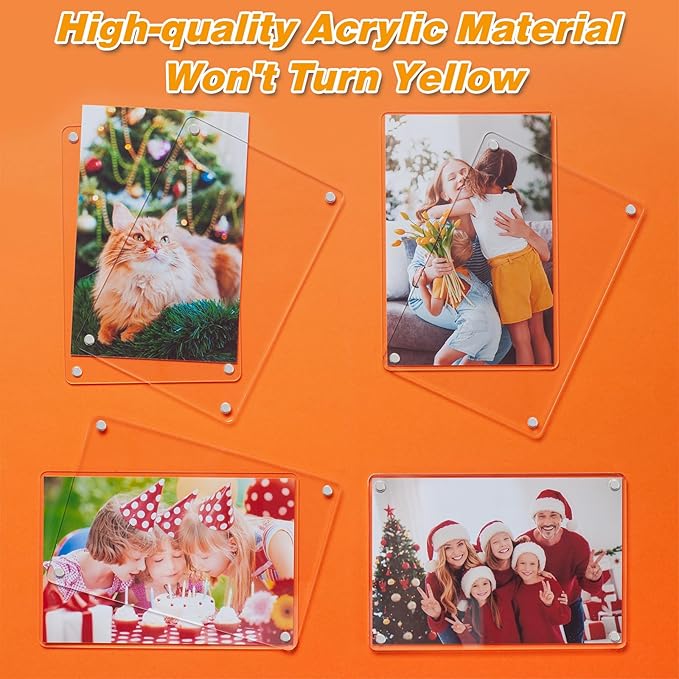4 Pack 4×6 In Acrylic Fridge Magnetic Frame, Photo Picture Frames, Double Sided - Image 4