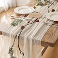 3pcs Ivory Gauze Rustic Cheesecloth Table Runner 120 Inch 10 FT by KEKETOARRANGE