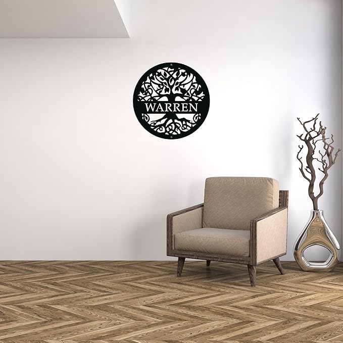 Personalized Tree of Life Metal Sign, Custom Last Name Signs Family Monogram - Image 3