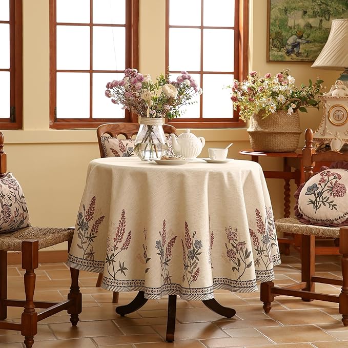 ISAENNE French Tablecloth for Round Tables, Linen Table Cloth - Image 2
