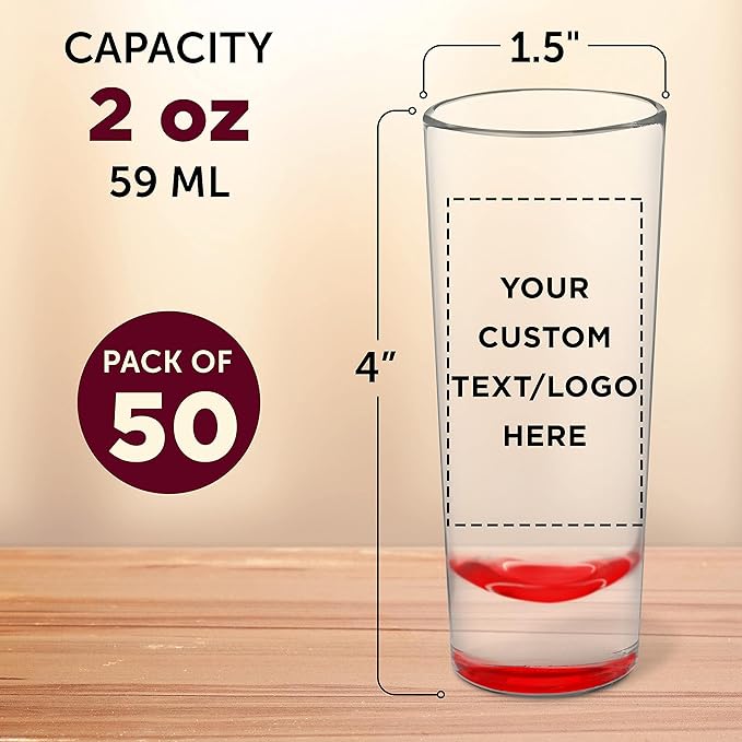 Custom Cordial Shooter Shot Glasses 2 oz. Set of 50, Personalized Bulk Pack - Image 5