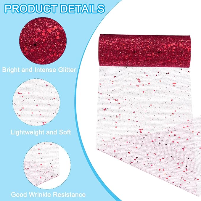 PATIKIL Tulle Fabric Rolls, 6 Inch by 10 Yards Fabric Spool Tulle Sparkling - Image 3