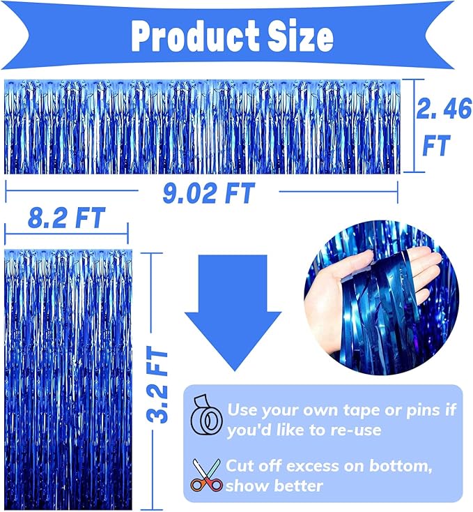 4P Metallic Foil Fringe Tinsel Table Skirts - Image 2