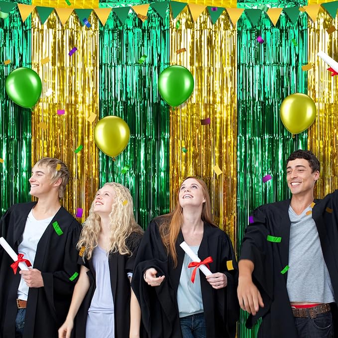 3Pack 3.3Ft x 6.6Ft Graduation Foil Fringe Curtain Backdrop Decorations - Image 6