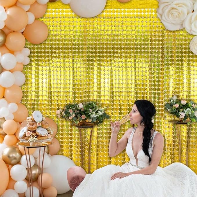Gold Curtains Fringe Backdrop, New Year's Eve, Prom Decorations, Bachelorette - Image 4