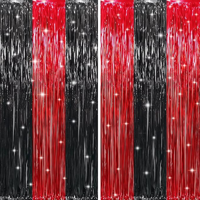 GOER 6.4 ft x 8.2 ft Metallic Tinsel Foil Fringe Curtains, Graduation by GOER