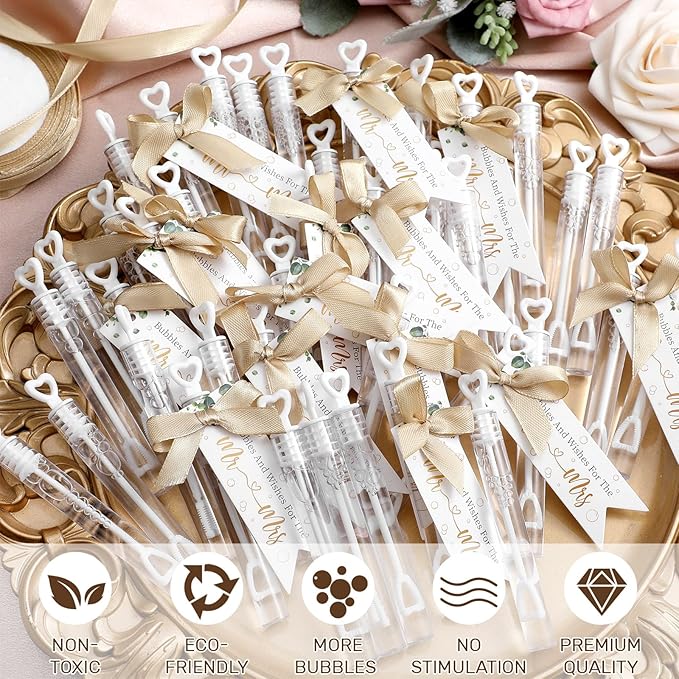 405 Pcs Wedding Bubbles Wands Set Include Heart Bubble Wands Bubbles Send Off - Image 5