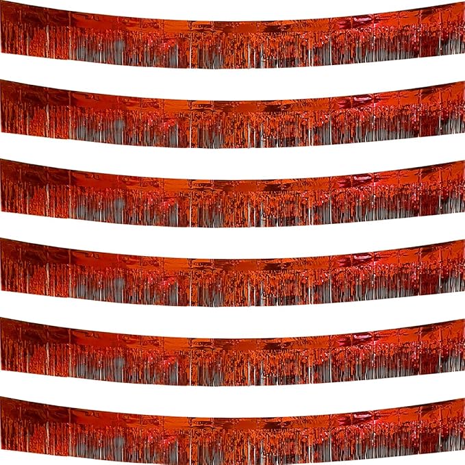 6 Pack Red Total 60 Feet Foil Fringe Garland Metallic Tinsel Banner Wall by iiCheerful