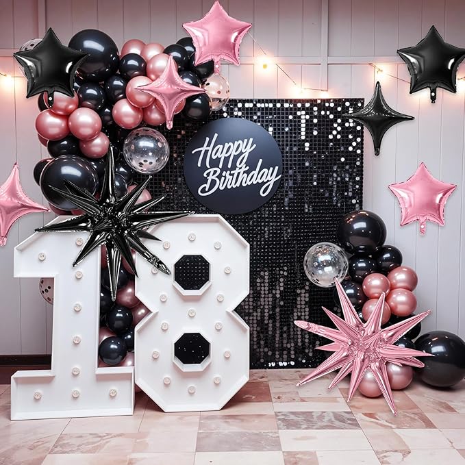Pink Black Star Balloon - Image 5