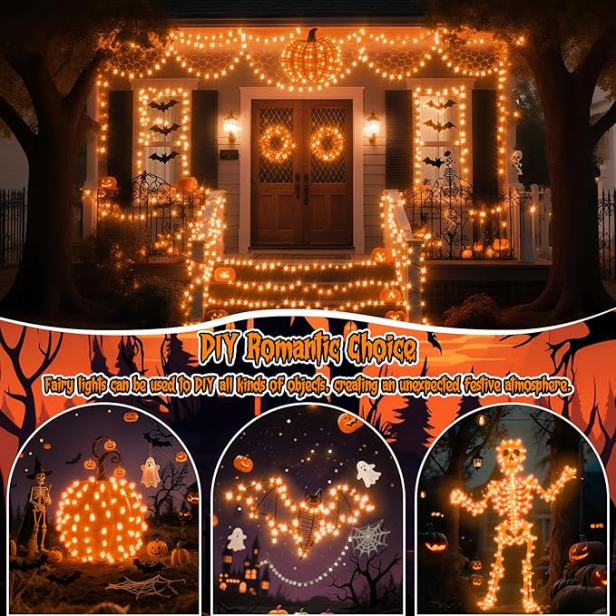 TingMiao Halloween Orange Fairy Lights Battery Operate, 7.2ft 20 LEDs String - Image 5