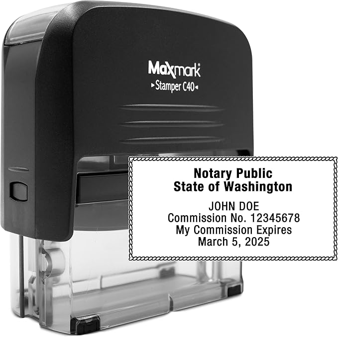 MaxMark Notary Stamp for State of Washington- Self Inking Stamp by Maxmark