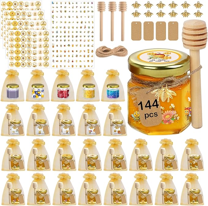 144Pcs 1.5 oz Mini Hexagon Glass Honey Jars by BGraceyyMoments