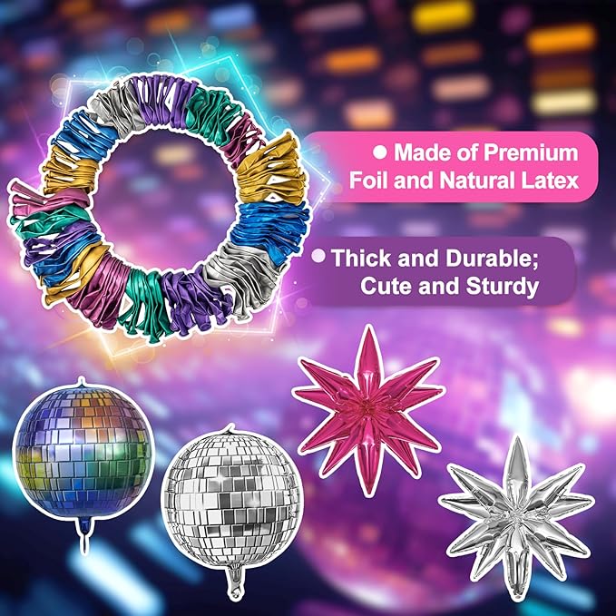 150Pcs Metallic Disco Balloon Arch Garland Kit, Chrome Purple Hot Pink Blue - Image 3