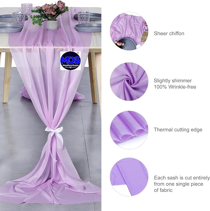 MDS 2 Pack 14ft Chiffon Table Runner 29 x 170 Inches Sheer Wedding Runner - Image 6