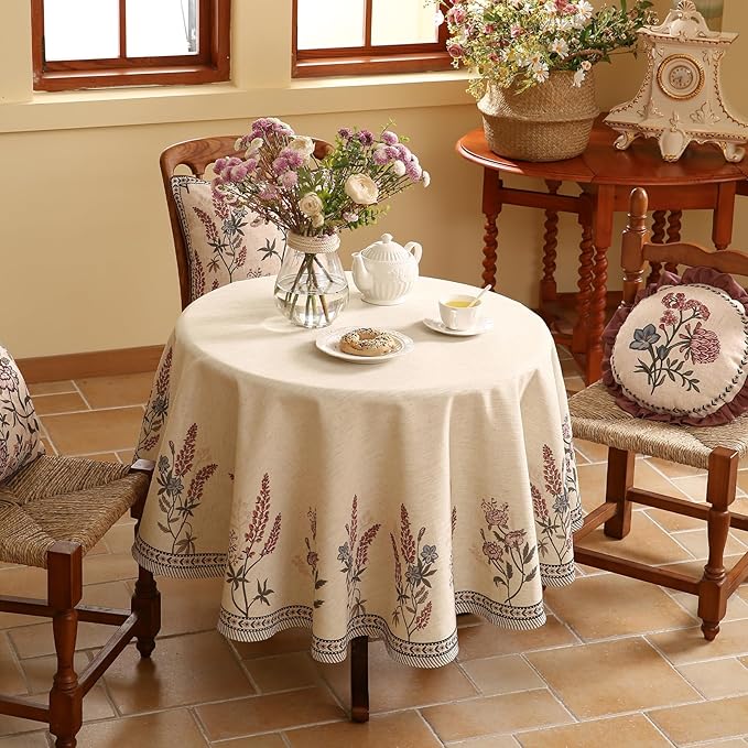 ISAENNE French Tablecloth for Round Tables, Linen Table Cloth - Image 3