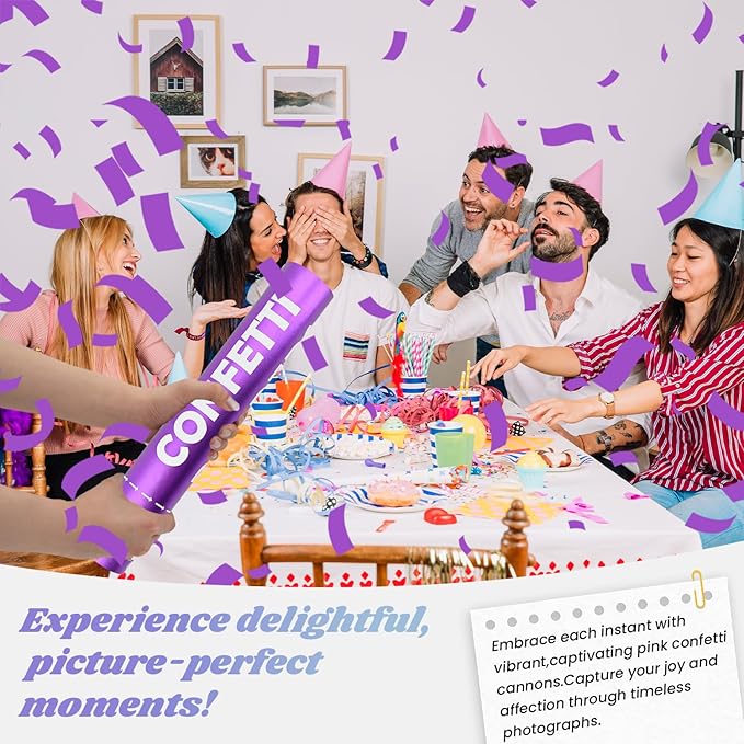 Confetti Cannon 12Pack Purple Biodegradable Cannon Poopers 12Inch Purple Party - Image 6