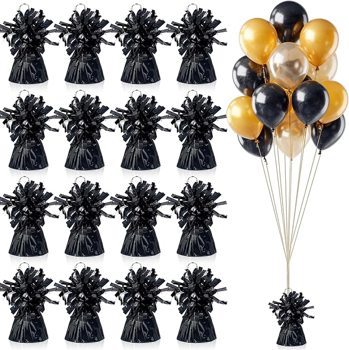 16 PCS Metallic Wrapped Balloon Weights Black Heavy Balloon Weight by SPFYunion