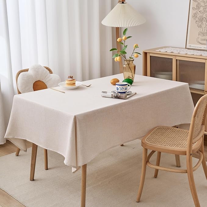 NLMUVW Linen Tablecloth Rectangle 6ft, Rustic Textured Table Cloth Water - Image 6