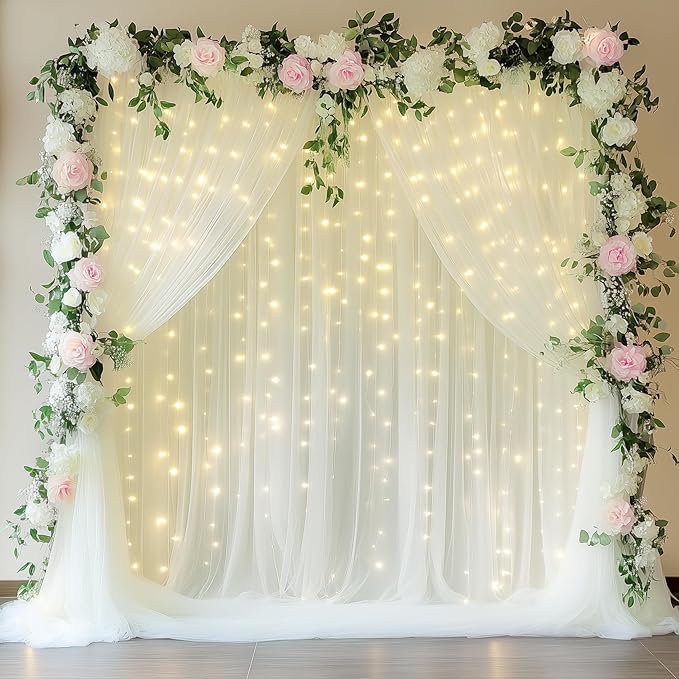 Fomcet Ivory Tulle Backdrop Curtains by Fomcet