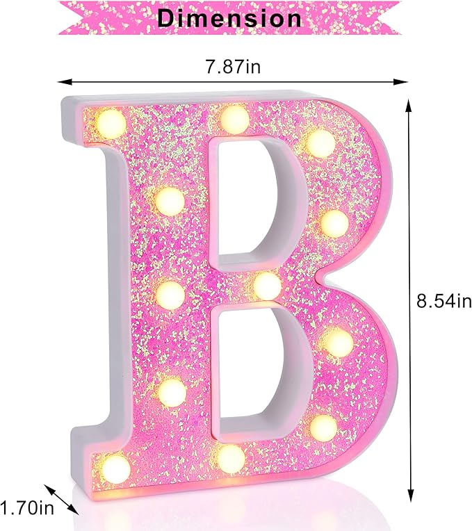 Foaky Pink Light up Letters，Pink Party Decorations, Girls Room Decor, Glitter - Image 5