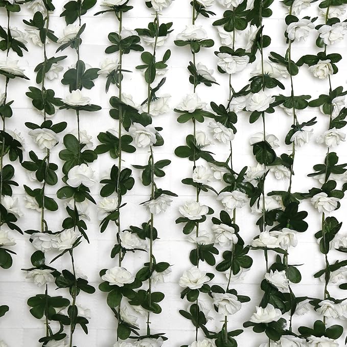 12 PCS 98.4 FT Artificial Flower Garland White Rose Garland - Image 5