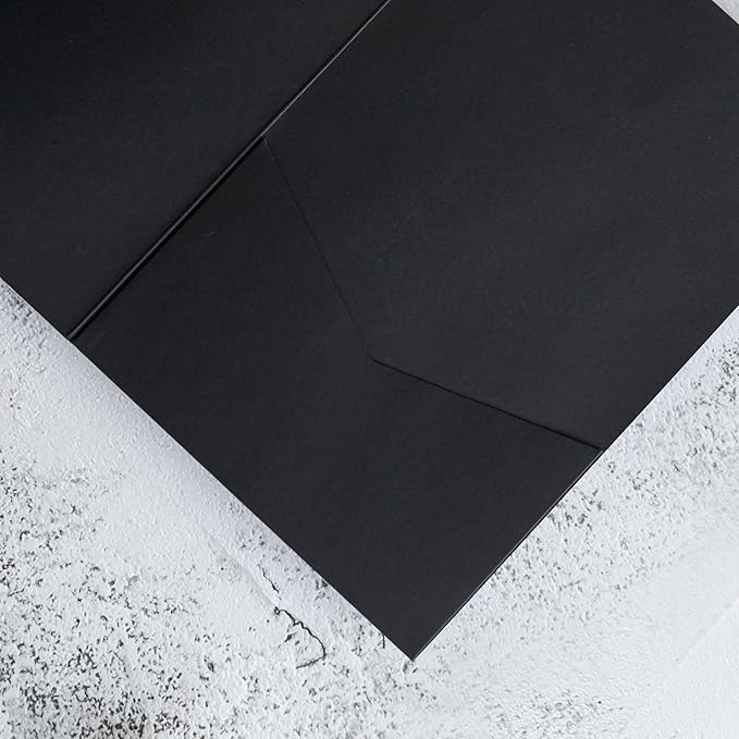 20 PCS Black Tri-fold Laser Cut Wedding Invitation Pockets - Image 7