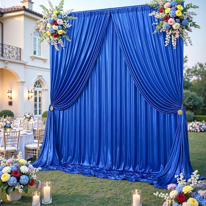 10x10 ft Royal Blue Sequin Backdrop Curtain Panels - Image 3