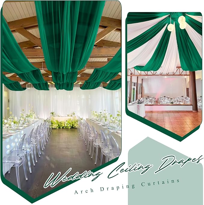6 Panels Emerald Green Ceiling Drapes - Image 6