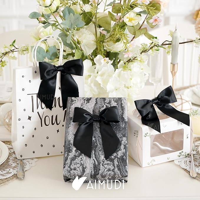 AIMUDI Black Satin Bows 5.5" Bows - Image 3