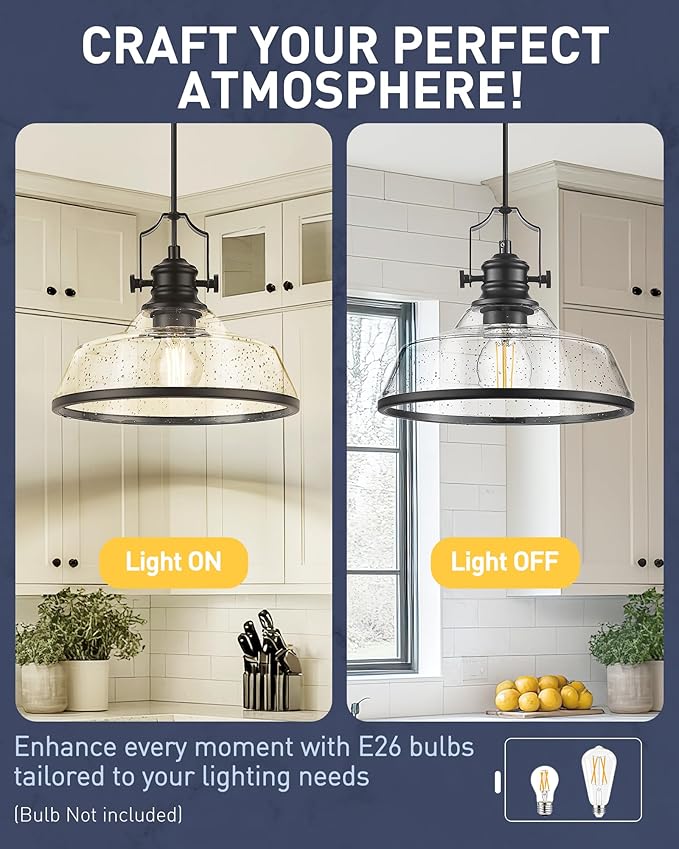 kudos 2 Pack Pendant Lights Kitchen Island, Farmhouse Large Hanging Light - Image 6