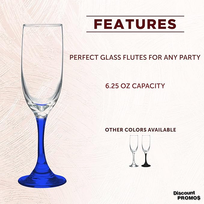 DISCOUNT PROMOS Premiere Champagne Flutes 6.25 oz. Set of 10, Bulk Pack - Image 2