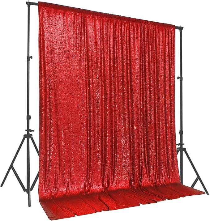 PartyDelight Dark Red Sequin Backdrop 10FTx10FT Wedding Curtain Special Events by PartyDelight