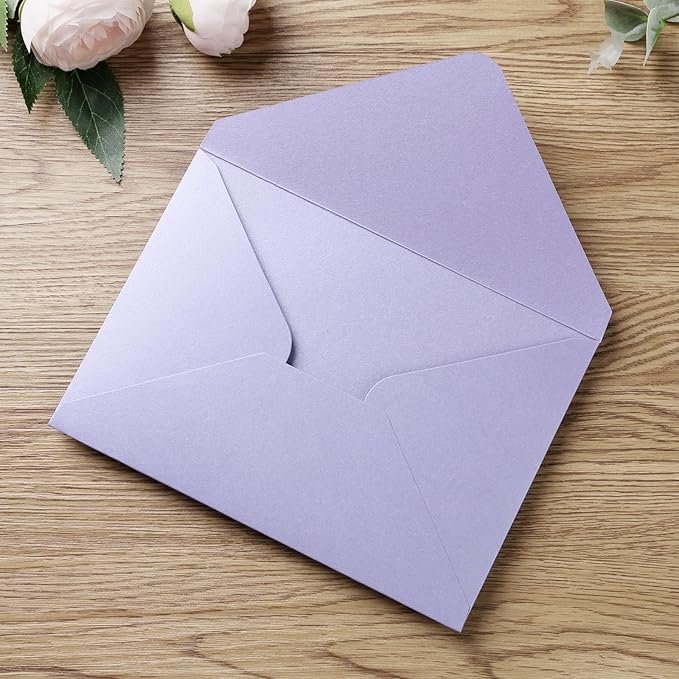 PONATIA 50 PCS/Pack Sparkle Lilac A7 Envelopes, 5.25 x 7.48'' Light Purple 5 x - Image 5