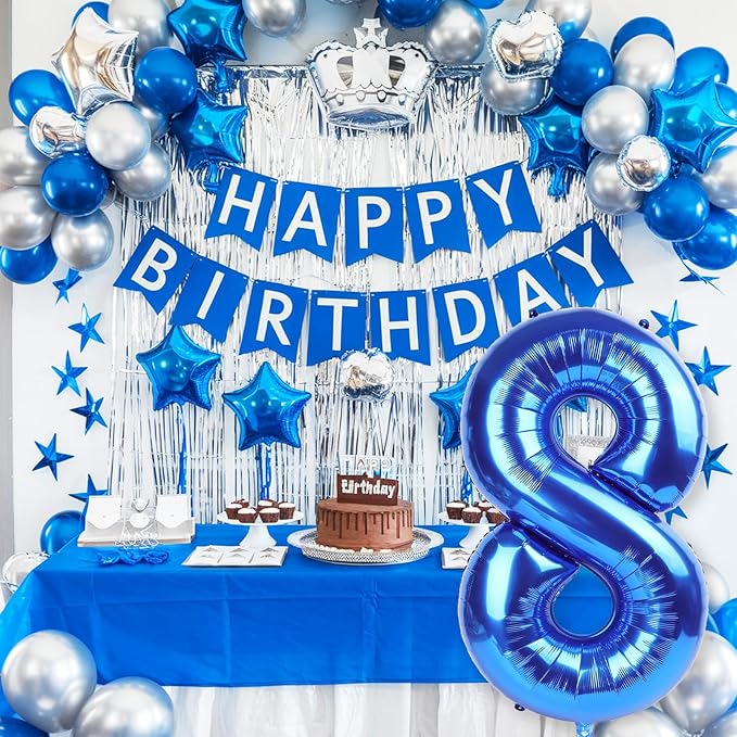 40 Inch Balloon Number 8 Navy Blue, Large Dark Royal Blue Foil Number 8 - Image 5