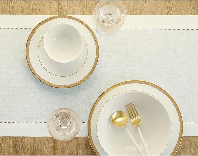 Solino Home Linen Ivory Table Runner 90 Inches Long - Image 3