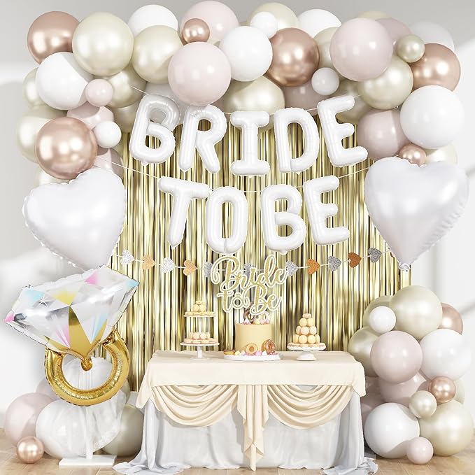 White Gold Bachelorette Party Decorations, Bride To Be Mylar Foil Letter by Paeyeq