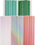 150pcs Iridescent Paper Straws for Drinking Disposable Sraws Disposable Straws by Qiqee