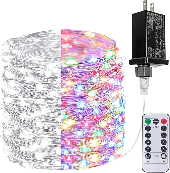 Cool White ⇋ Multicolor 66Ft 200LED Fairy Lights Plug in by BHCLIGHT