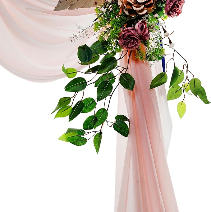 VDS Pack of 3 Panel Wedding Arch Draping Fabric Sheer Chiffon Fabric Drapery - Image 4