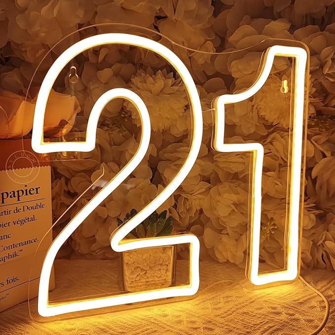 SYLHOME 21 Twenty one Led Neon Light Sign 21th Happy Birthday Party Anniversary - Image 6