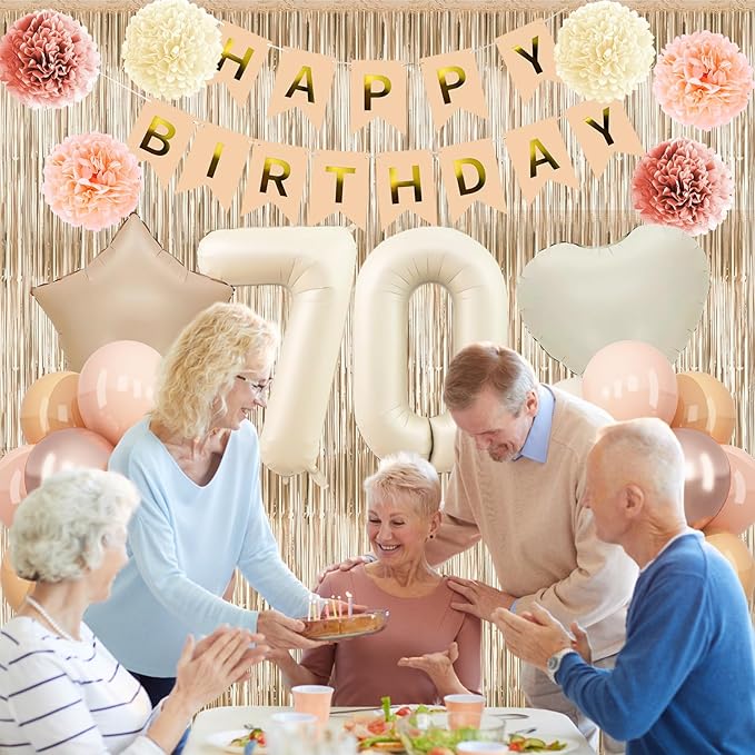 Beige 70th Birthday Decorations - Image 5