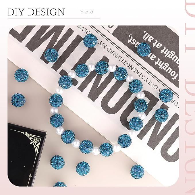 100 pcs 10mm Rhinestone Beads for Jewelry Making, Sparkle Crystal Clay - Image 4