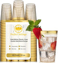 Perfect Settings 100 Premium 12oz Hard Plastic Cups Clear Glitter Gold Plastic by PerfectSettings